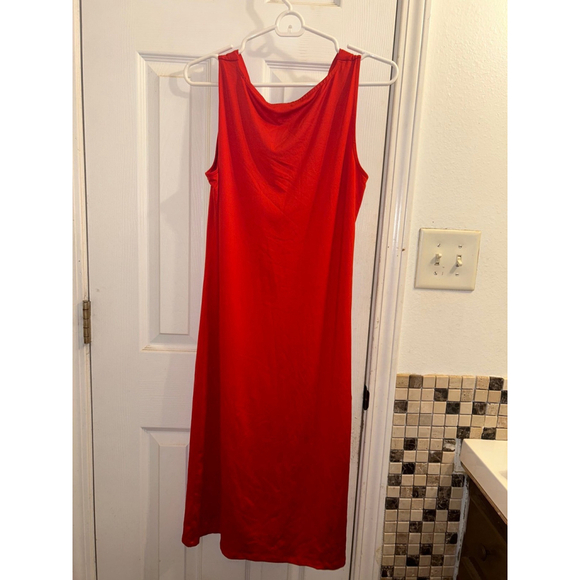 Vintage Y2K Red Satin Dress & Cardigan Set Cowl Neck Size 10 Matching Set Silky - Picture 3 of 12